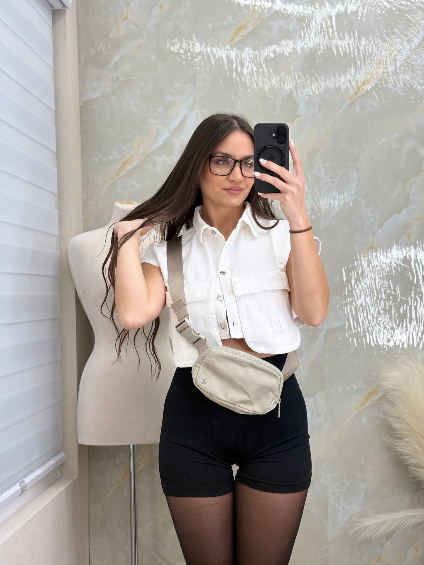 White denim top