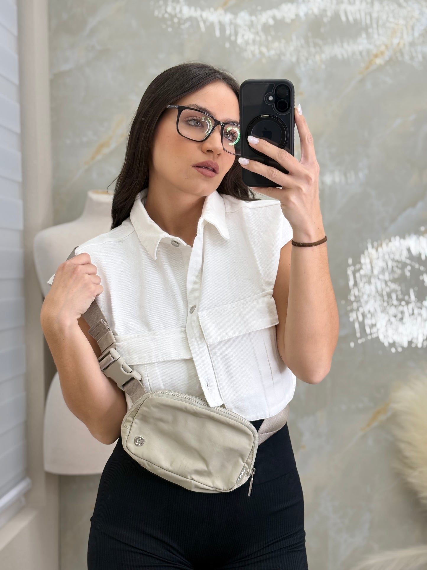 White denim top